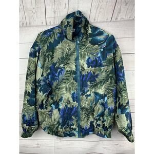 Vintage Lady Bear Womens Large L Jacket 100% Silk Floral Pattern 90s Full Zip